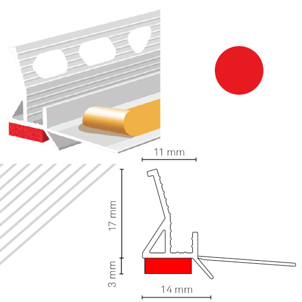 PORTAINTONACO ROSSO PER FINESTRA MT.2.5