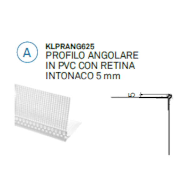 PROF. ANGOLARE IN PVC E RETINA - INTONACO 5 MM MT 2.5