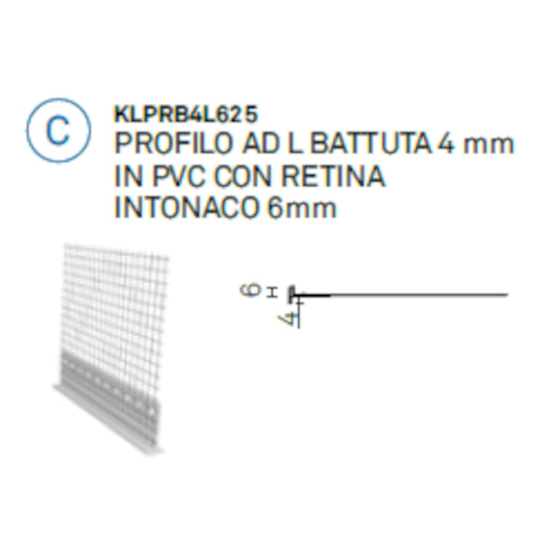 PROF. AD L BATT. 4 MM IN PVC E RETINA - INTONACO 6 MM MT 2.5